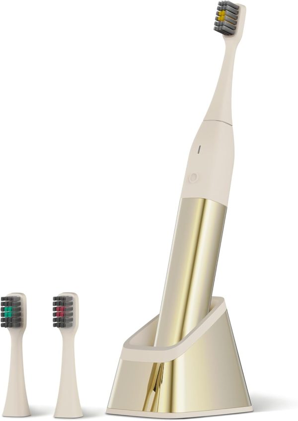 Luxury Premium Polished Metal Sonic Toothbrush M1,Ivory Gold