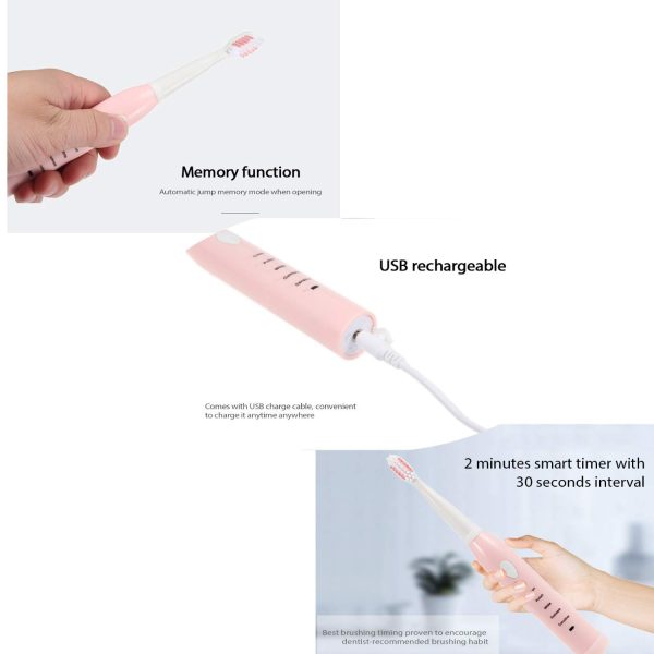 Sonic Electric Toothbrush, 4 Free Replacement Heads Included as Gifts Ideal for Adult Children and Couples Use USB Fast Charging Waterproof Toothbrush,Model: ET201 (Blue)