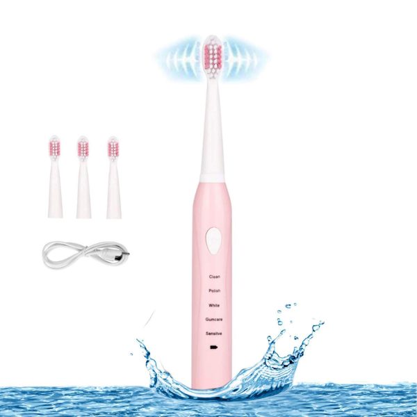 Sonic Electric Toothbrush, 4 Free Replacement Heads Included as Gifts Ideal for Adult Children and Couples Use USB Fast Charging Waterproof Toothbrush,Model: ET201 (White)